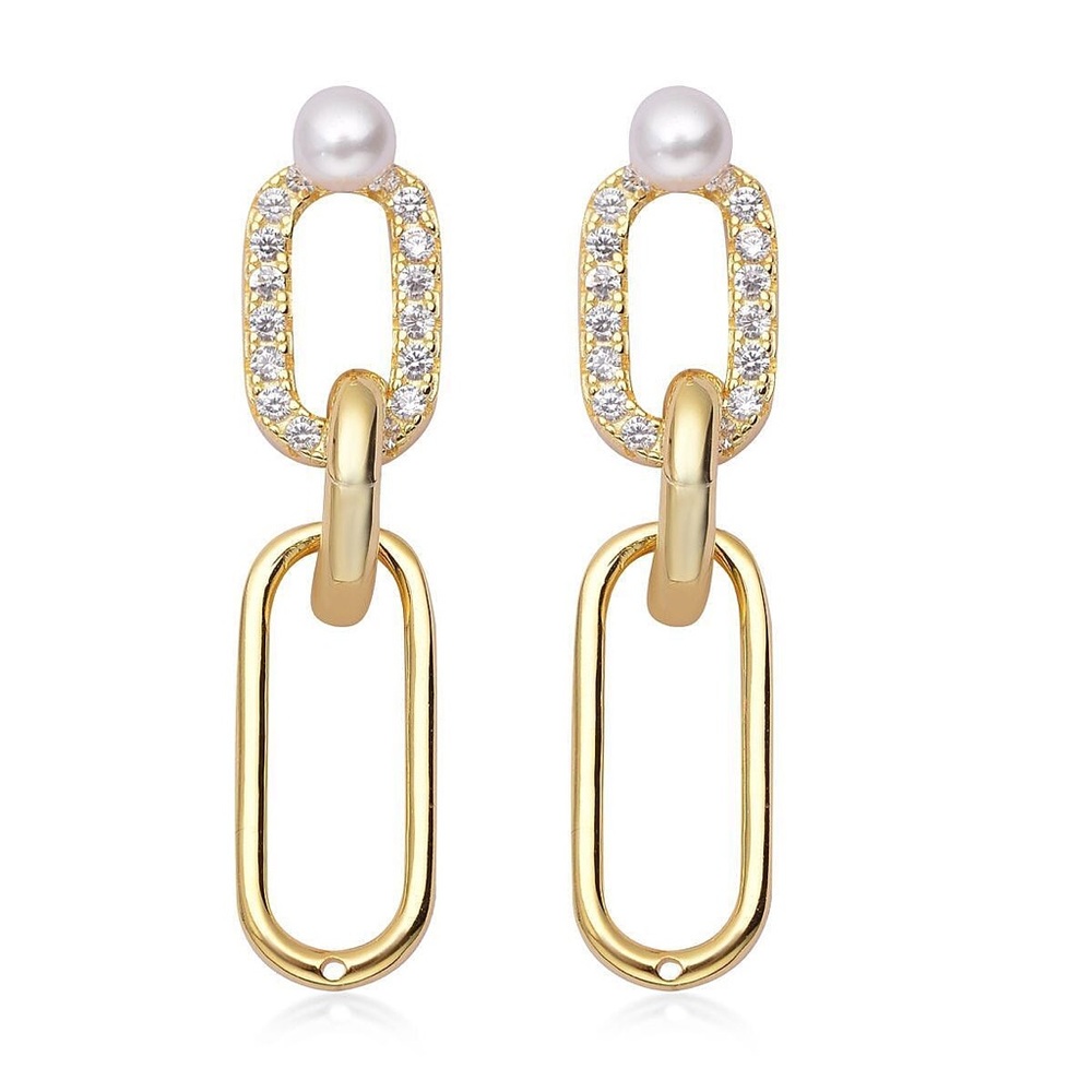 Freshwater Pearl and
Simulated Diamond Interchangeable Vermeil Earrings 🆕